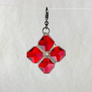 Brilliant Red Crystal Flower Prism Pendant  1.5" diameter