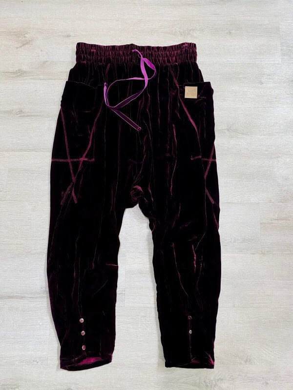 Jaded Gypsy Velvet Harem Pants - Wine - L/XL only