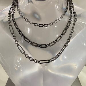 Sleek Gunmetal Trio Choker
