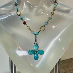 Blue Fire Agate on Brass Choker
