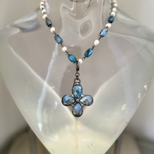 Freshwater Pearl and Bermuda Blue Choker