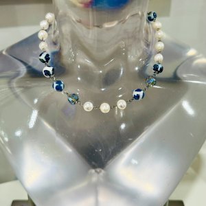 Bermuda Blue Electric Mother of Pearl Choker