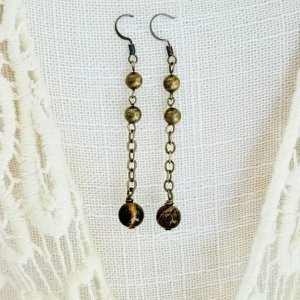 Tiger Eye Chain Drop Earrings