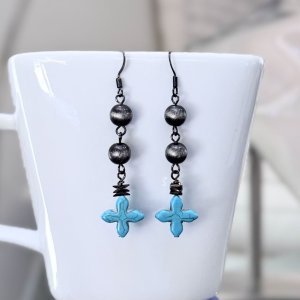 Southwest Indian Pearl Turquoise Earrings