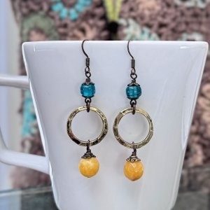 Yellow Fire Agate Earrings